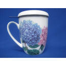 ASHDENE Becher Tasse Teetasse Porzellan Kaffeebecher Teebecher mit Teesieb Deckel 350 ml
