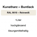 1 Liter Buntlack Kunstharz Farbe Lack RAL 9010 Reinweiß Weiss hochglänzend